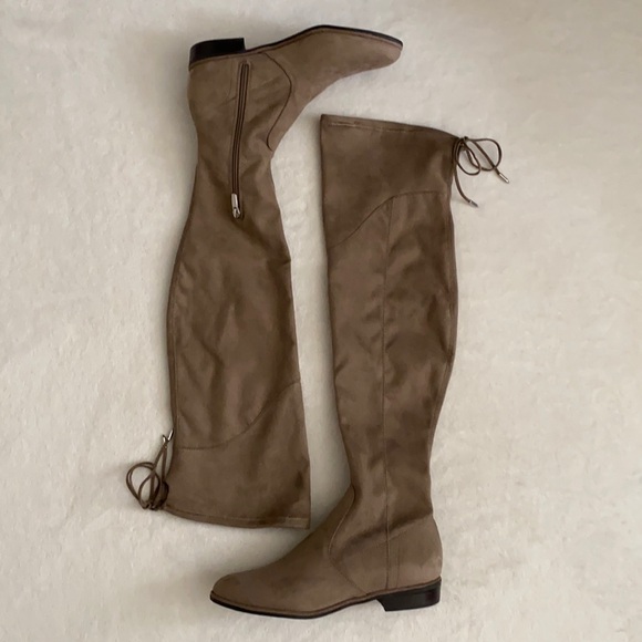 {NWOT} Marc Fisher | Hulie Faux Suede Over the Knee Boot MFHULIE Taupe (8.5 M) - Picture 1 of 16